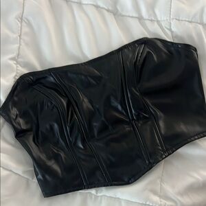 Adika Black Faux Leather Top